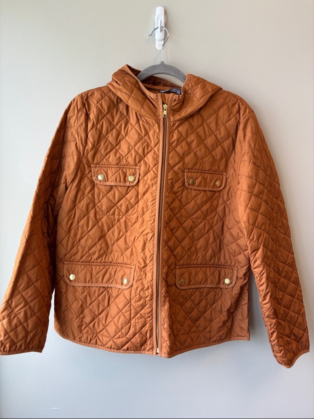 J. Crew Signature Puffer Jacket in Rust orange